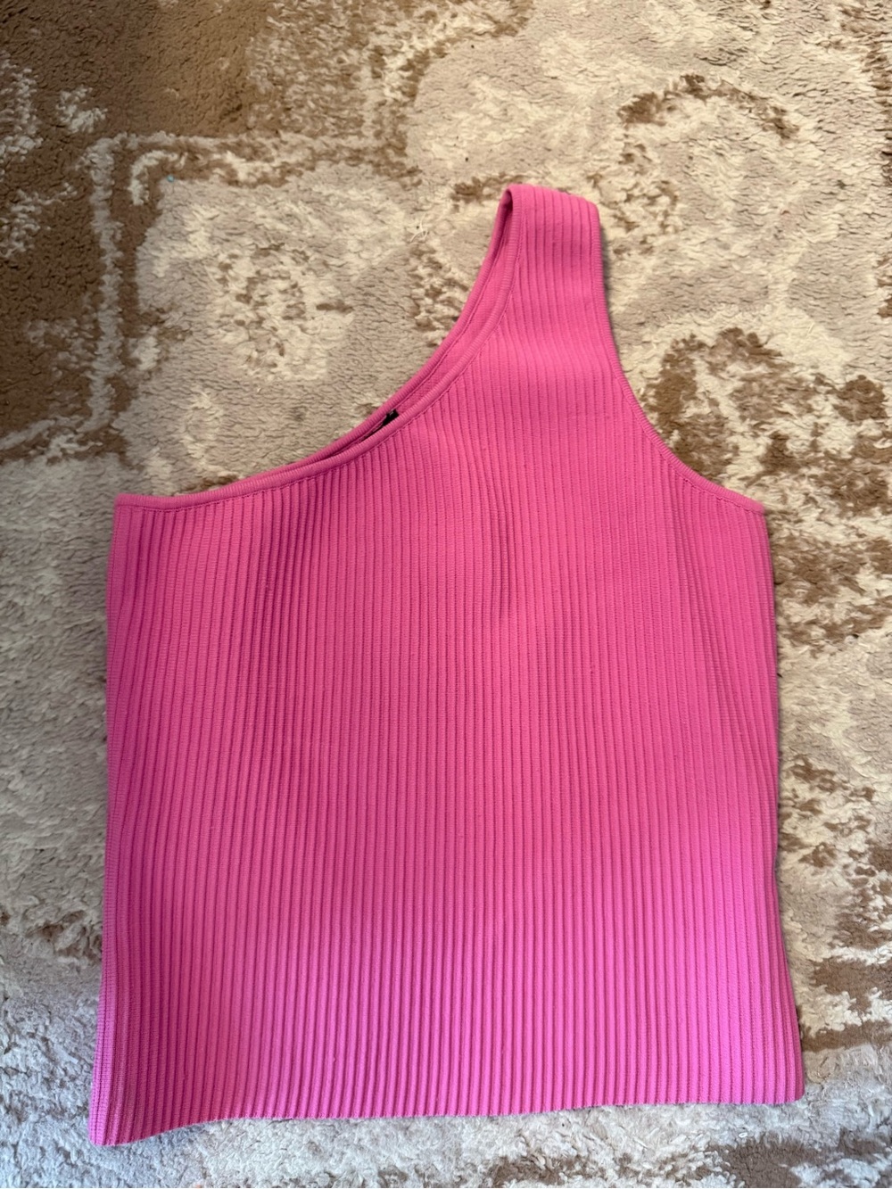 Sincerely Jules Hot Pink One-Shoulder Ribbed Tank